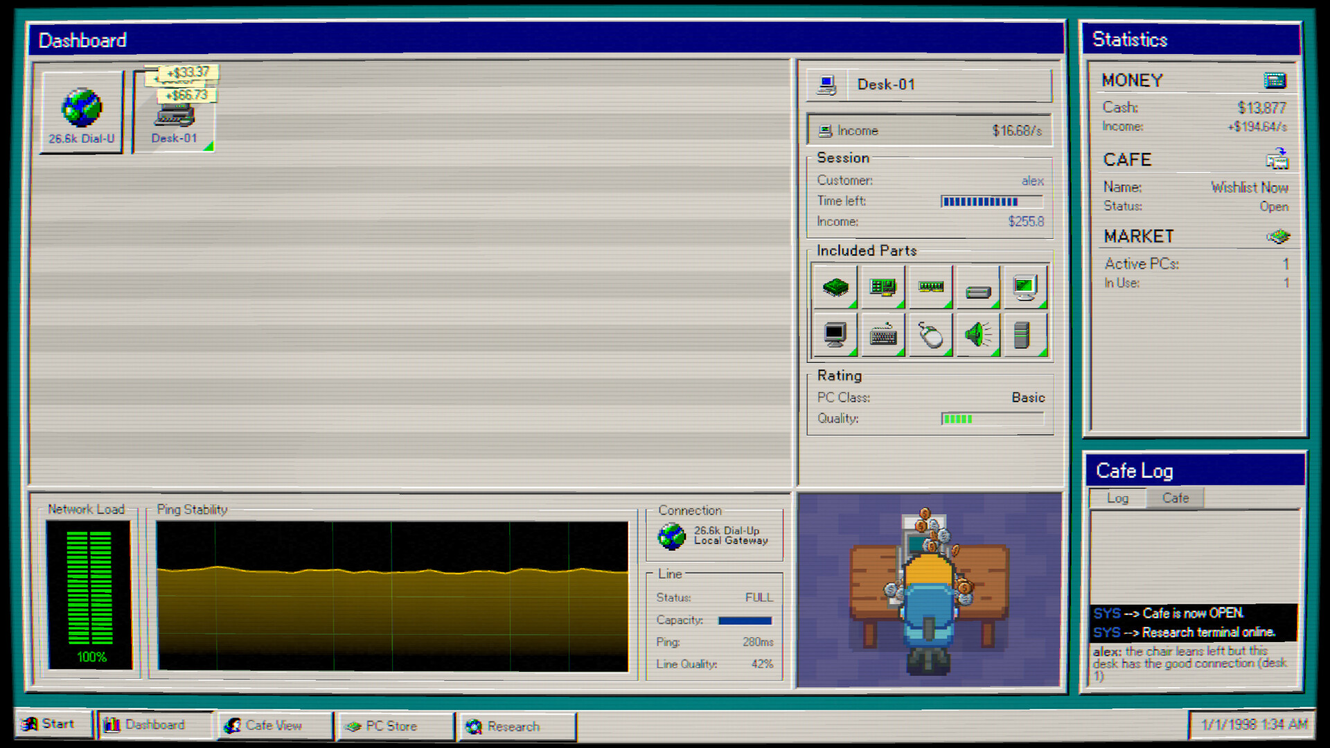 Internet Cafe 98 café management interface