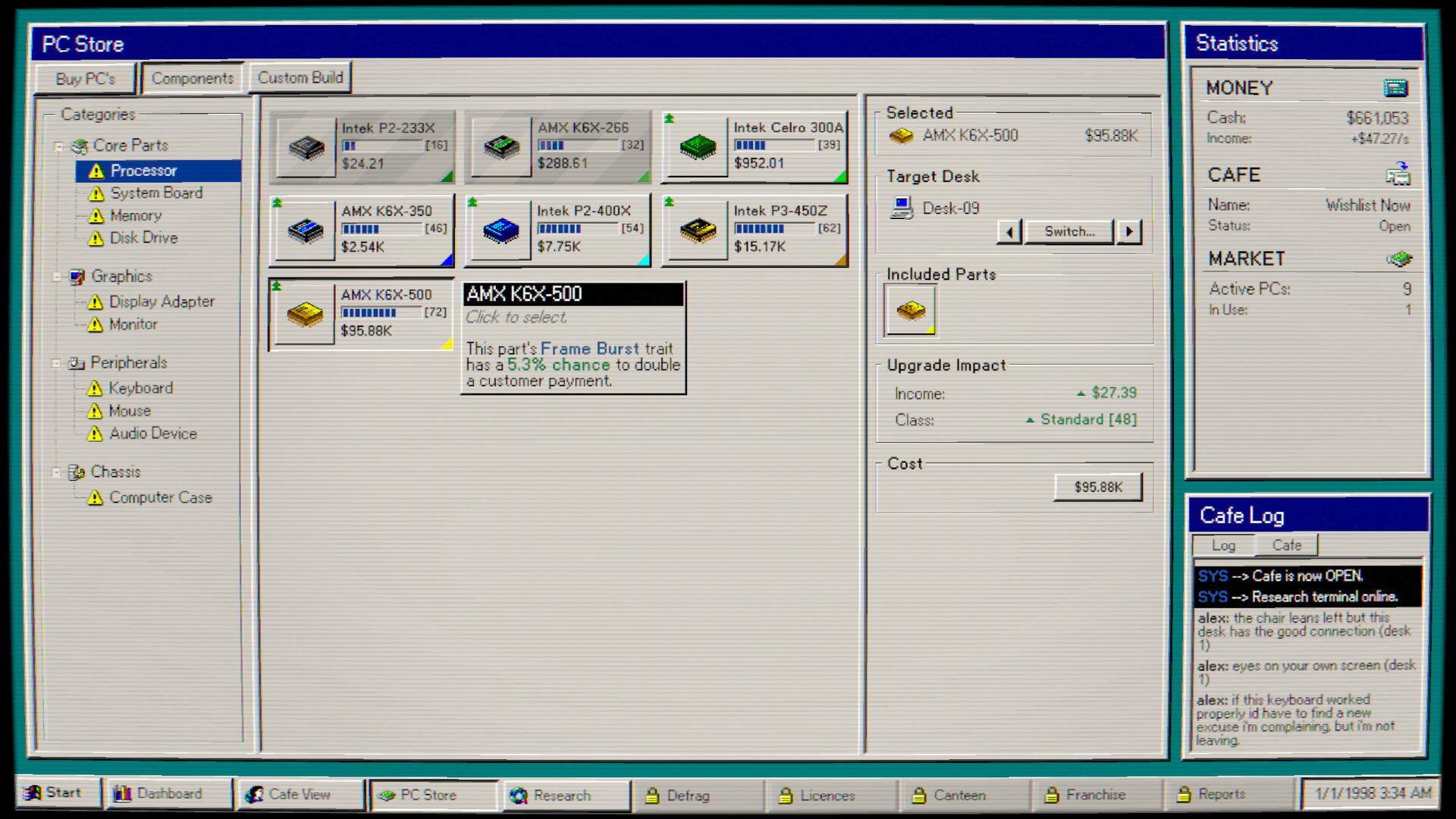 Internet Cafe 98 PC building and hardware interface